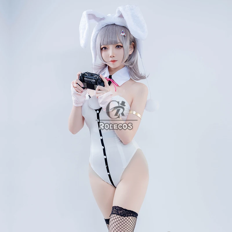 Dangan Ronp 2 Nanami ChiaKi Bunny Girl Cosplay Kostüm White Jumpsuit Halloween Outfit mit Ohren 14 Dangan Ronp 2 Nanami ChiaKi Bunny Girl Cosplay Kostüm White Jumpsuit Halloween Outfit mit Ohren 3