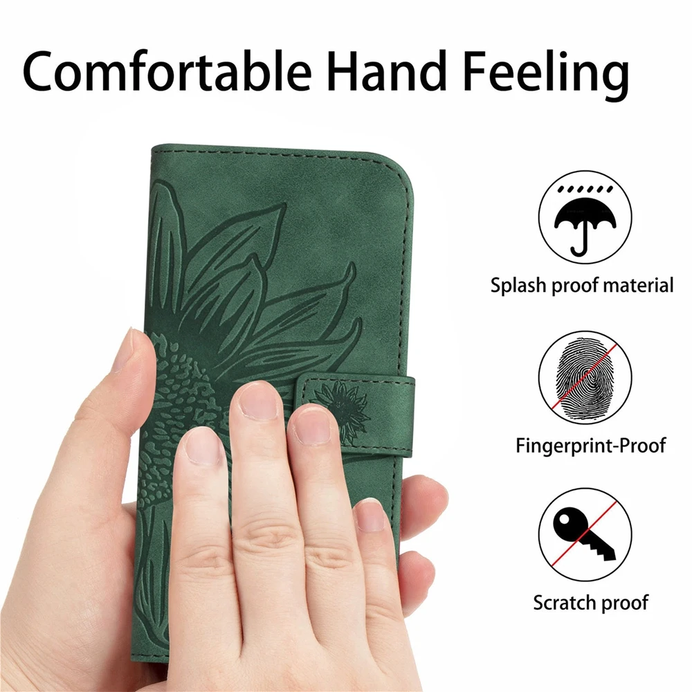 3D Sunflower Leather Wallet Phone Book Case