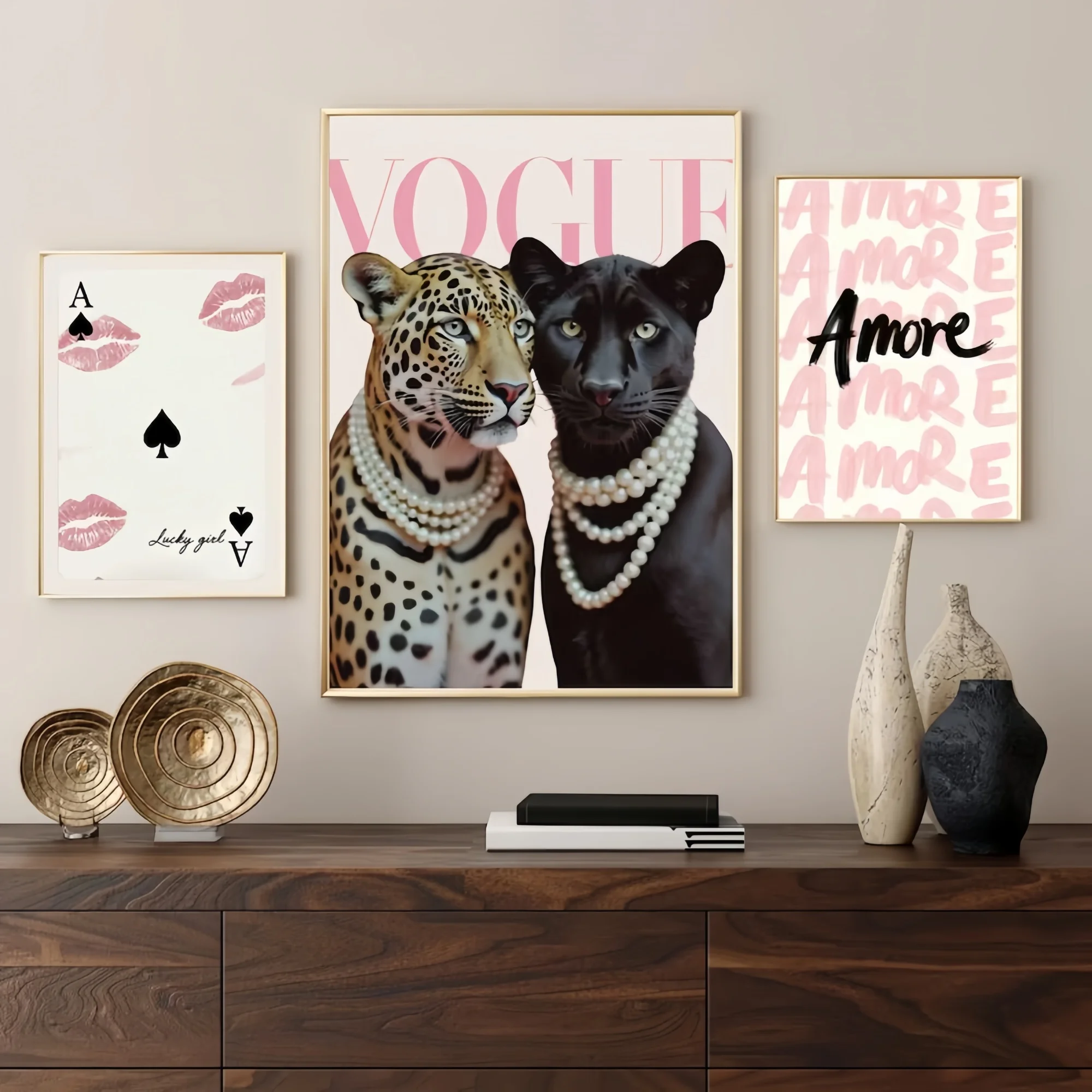 Vibrant Pink Leopard Cheetah Canvas Art with Lucky 8 Ball Design