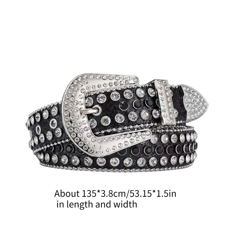 

Glittered Belt Jeans Waistband Punk Studded Belt Modern Waistband for Street Player Club Party Wear