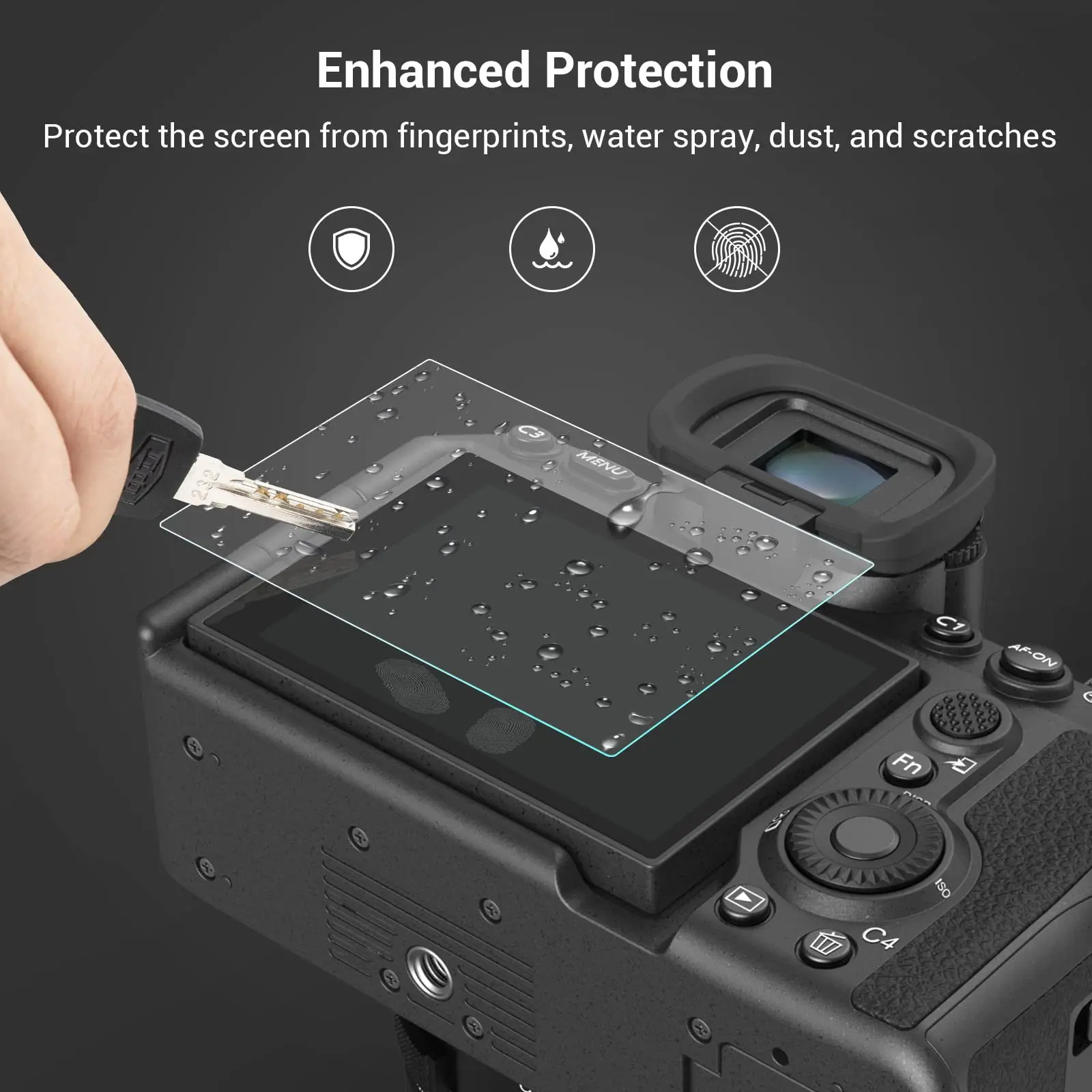 SmallRig  알파 7C II, A7CR, A6700, ZV-E1, A7 IV용 스크린 보호대, 0.4mm 초박형 강화 유리 (2 개) -3750