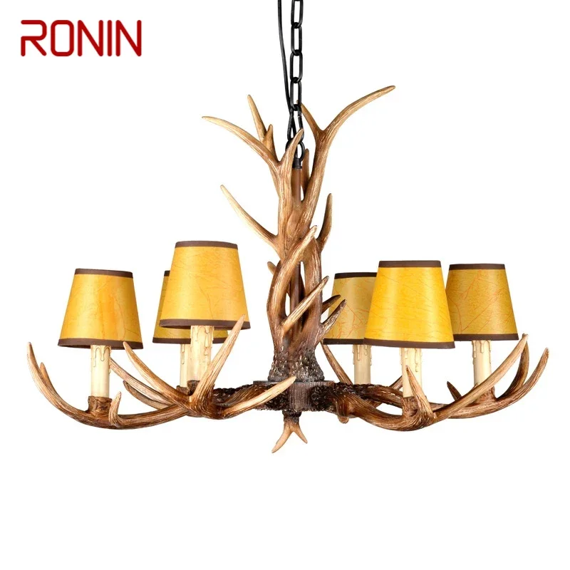 

Подвесная лампа RONIN в скандинавском стиле с рогами, американский Ретро светильник для гостиной, столовой, виллы, кофейни, украшение для магазина одежды, люстра