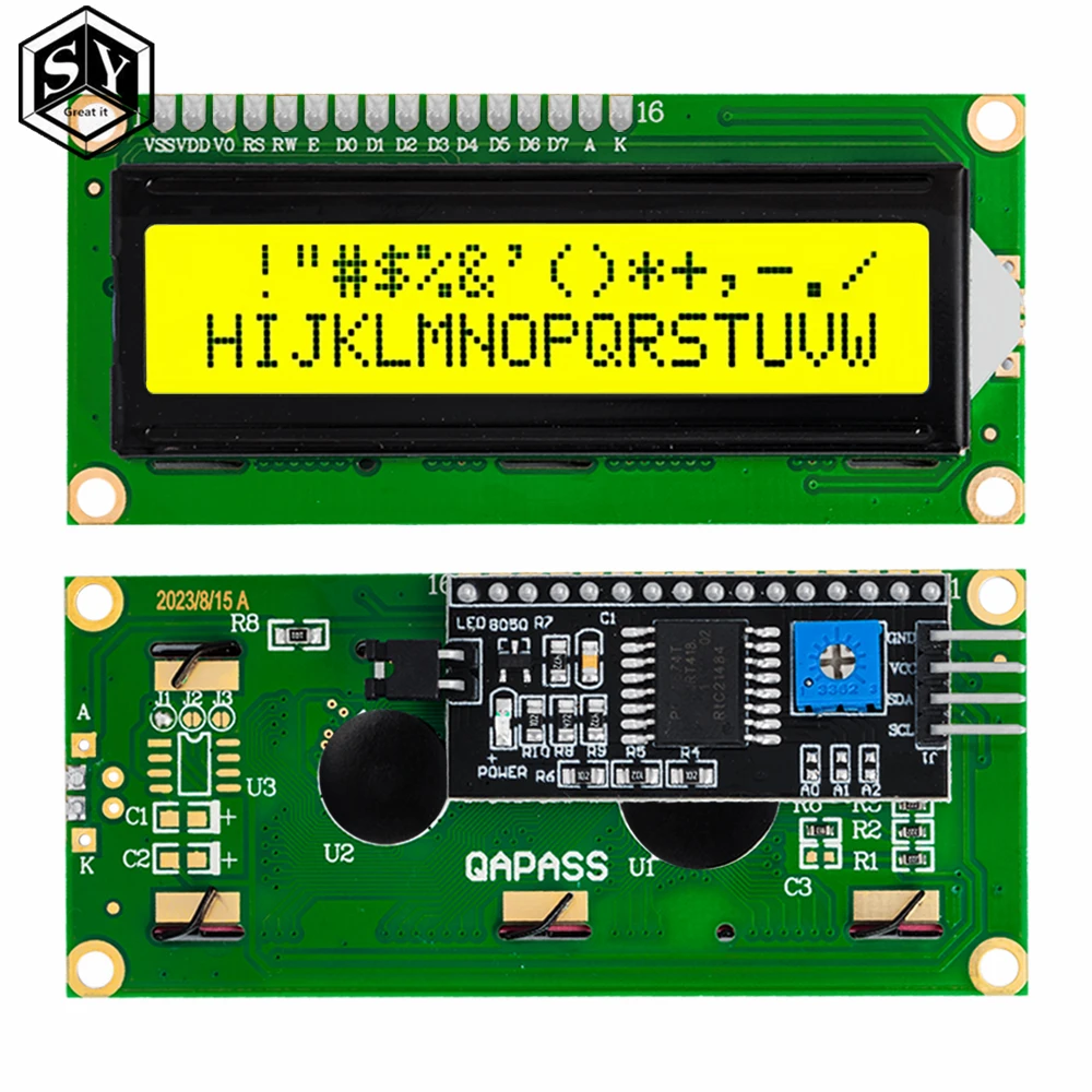 LCD Display Module, Adapter Board-LCD1602+I2C LCD 1602 module Blue/Green screen PCF8574 IIC/I2C Adapter plate