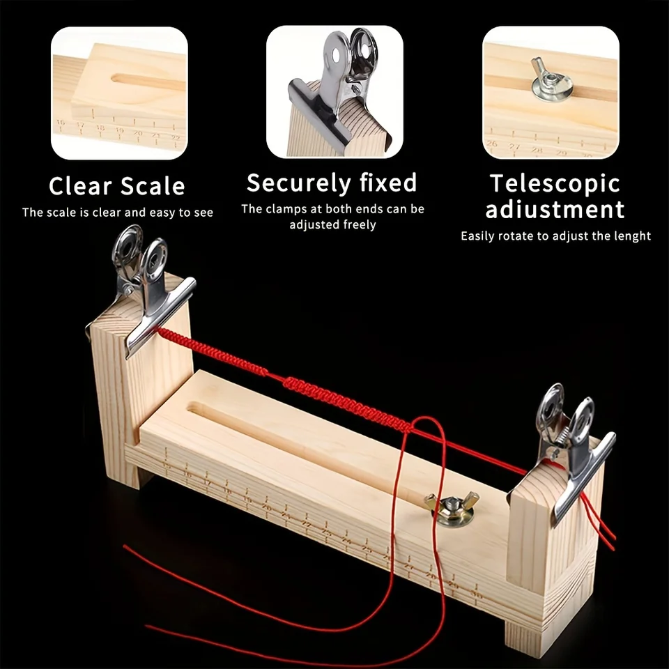 Gabarit de Bracelet paracorde en bois, gabarit de Bracelet tricoté à la main réglable avec 2 pinces, Kit d'outils de tressage de Bracelet de collier  15
