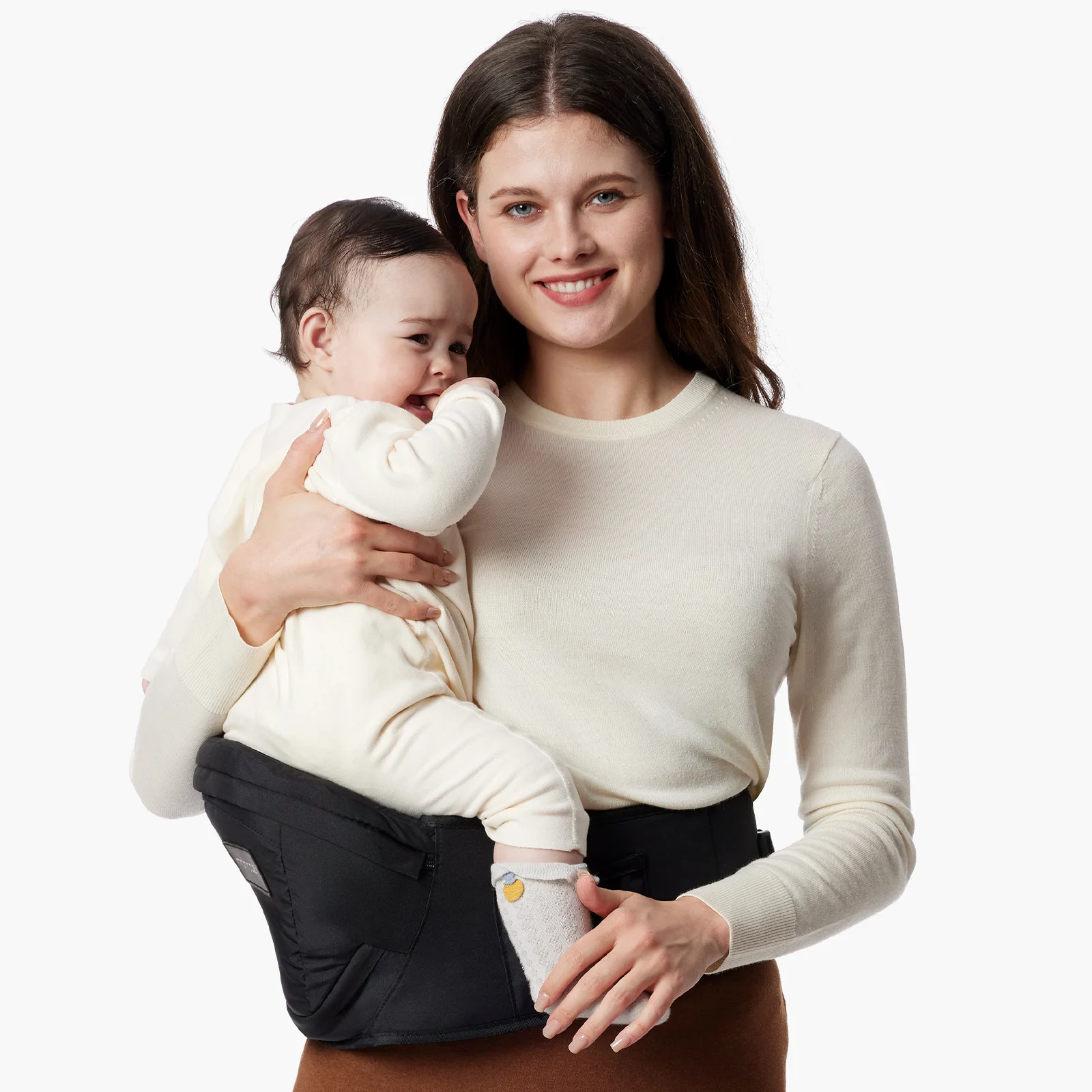 Momcozy Hip Seat Baby Carrier - Adjustable Waistband with Original 3D Belly Protector, Ergonomic Carrier, up to 45lbs