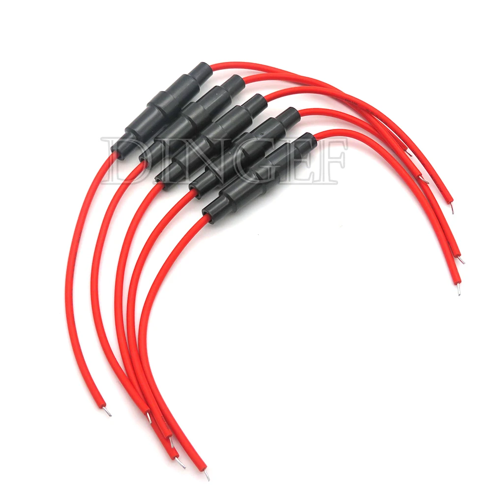 5Set 5*20mm 6*30mm Glass Fuse Holder Screw Type with 22AWG Wire Cable 250V 5X20MM Glass Fuse Tube Casing 6x30mm