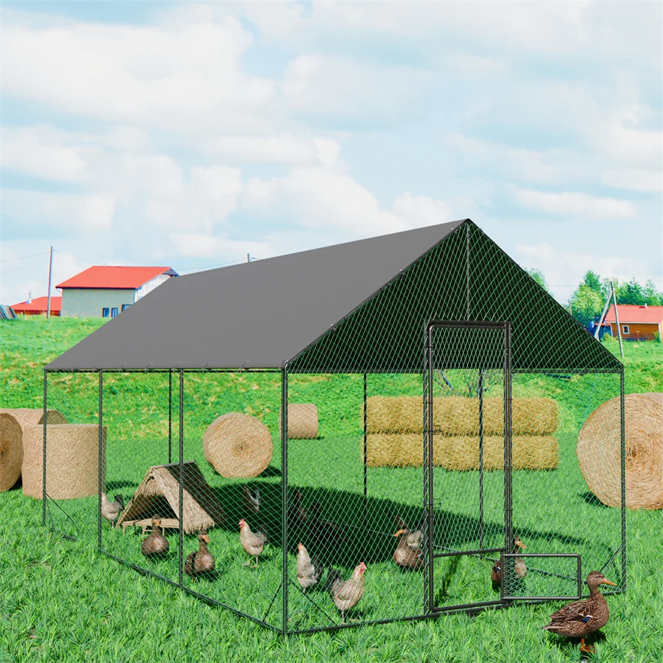 Large Outdoor Chicken Coop with Waterproof Cover