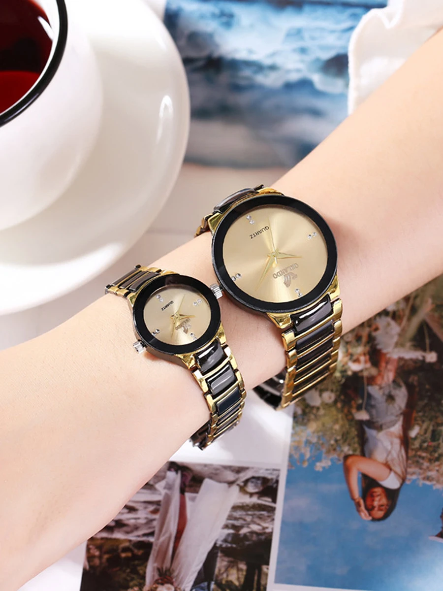 Zegarek dla pary wysokiej klasy modny prosty zegarek z modą pasek stalowy zegarek dla pary zegarek kwarcowy