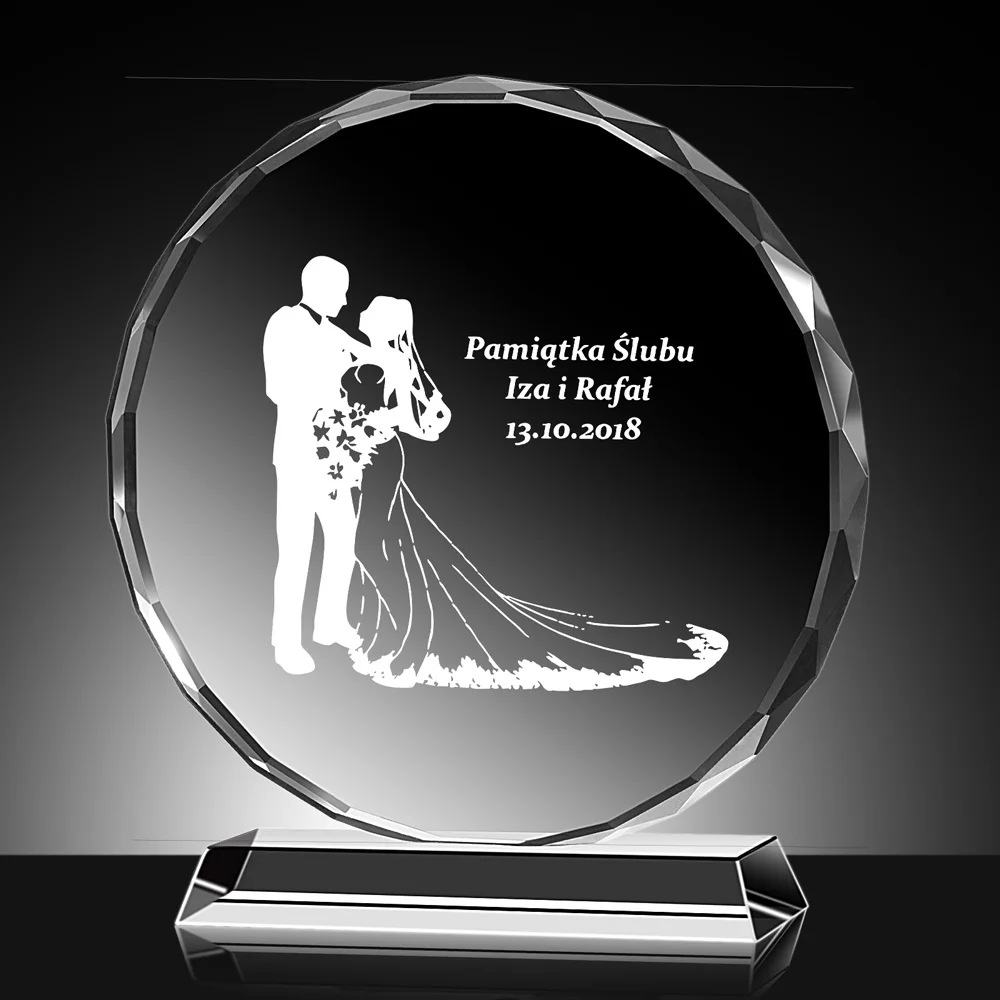 Round Shape Crystal Glass Photo Frame Personalized Figurines Crystal Birthday Friends Gifts Home Decor