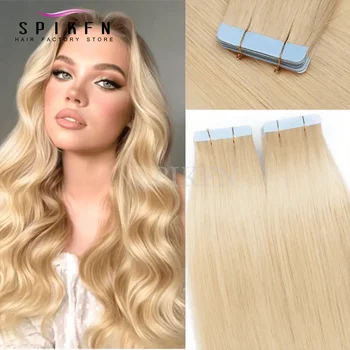 Highlights Honey Blonde Human Hair Tape In Extensions Light Weight Natural Straight Seamless PU Skin Weft Hair 10pcs For Women