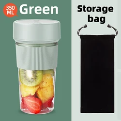 Portable USB Rechargeable Electric Juice Blender - 350ML Smoothie Shaker Cup with 6 Blades (Pro - Green)