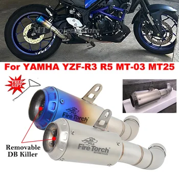 Slip On Motorcycle Exhaust Escape Full System Middle Pipe With Laser For YAMAHA YZF-R3 R3 R25 MT-03 MT03 R3 MT-25 Muffler Moto