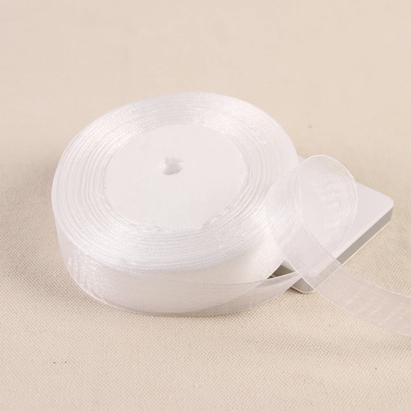White Organza Ribbon for DIY Crafts and Gift Wrapping - 50 Yards Roll