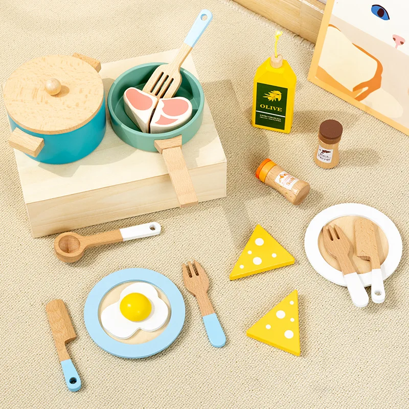 Children's Educational Kindergarten Wooden Mini Simulation Kitchen suit Girls Cooking and Cooking Toys