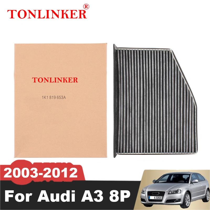 

TONLINKER Cabin Filter 1K1819653A For Audi A3 8P 2003-2005-2008-2013 1.6MT 1.9TDI 2.0TDI 2.0FSI 3.2MT 1.2,1.4TFSI 1.8,2.0TFSI