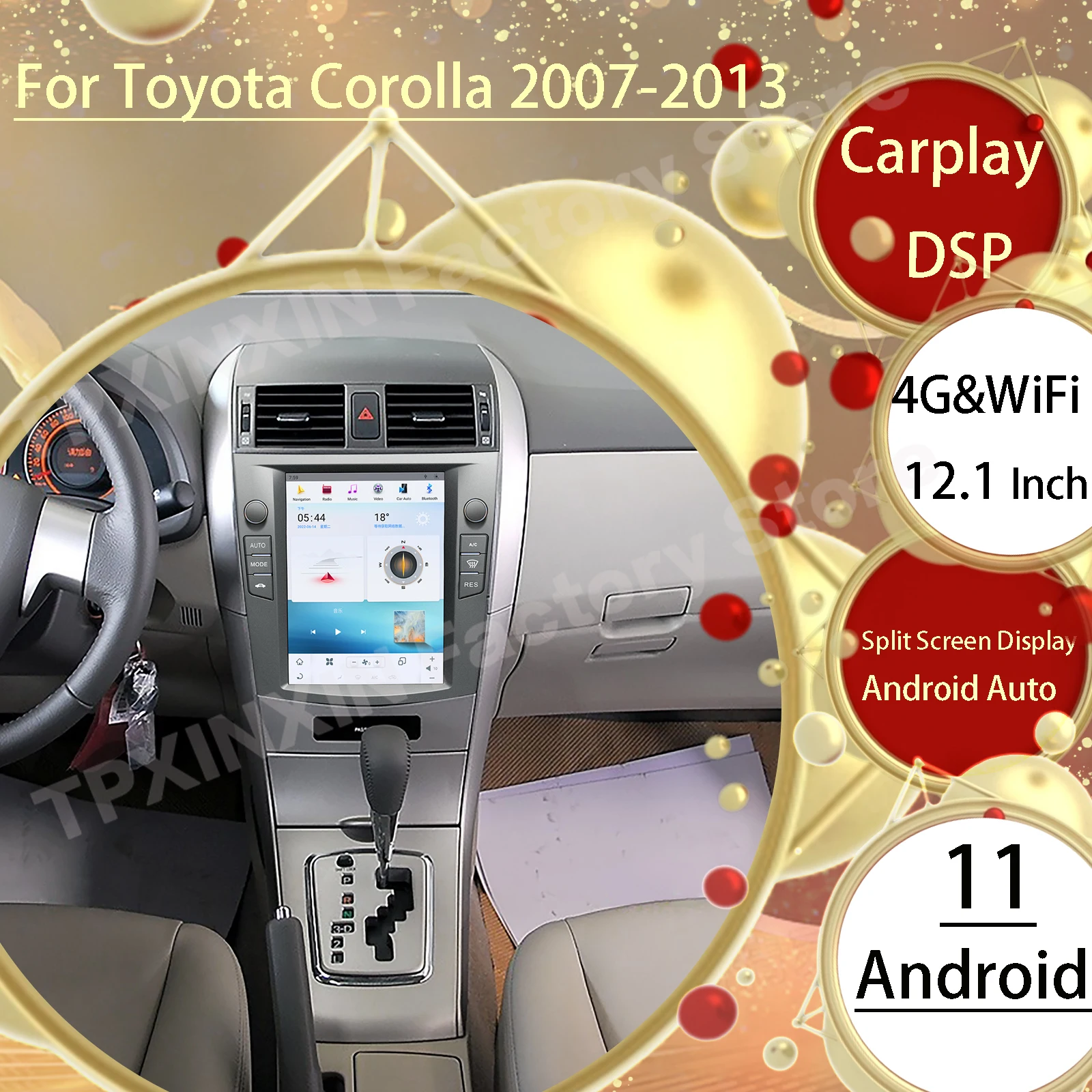

Carplay 2 Din Android Tesl- Stereo For Toyota Corolla 2007 2008 2009 2010 2011 2012 2013 Video Radio Receiver Player Head Unit