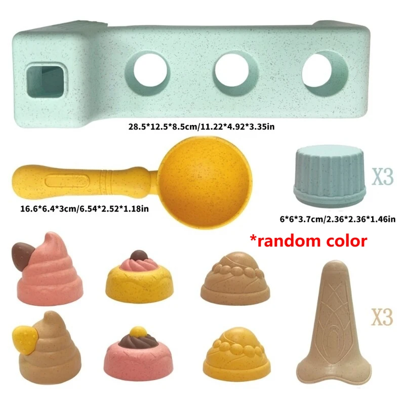 어린이용 해변 모래 장난감 세트, 아이스크림 케이크 모양 모래 틀, 용 모래놀이 상자, 야외 놀이, 해변 여행용 장난감 (여아용)