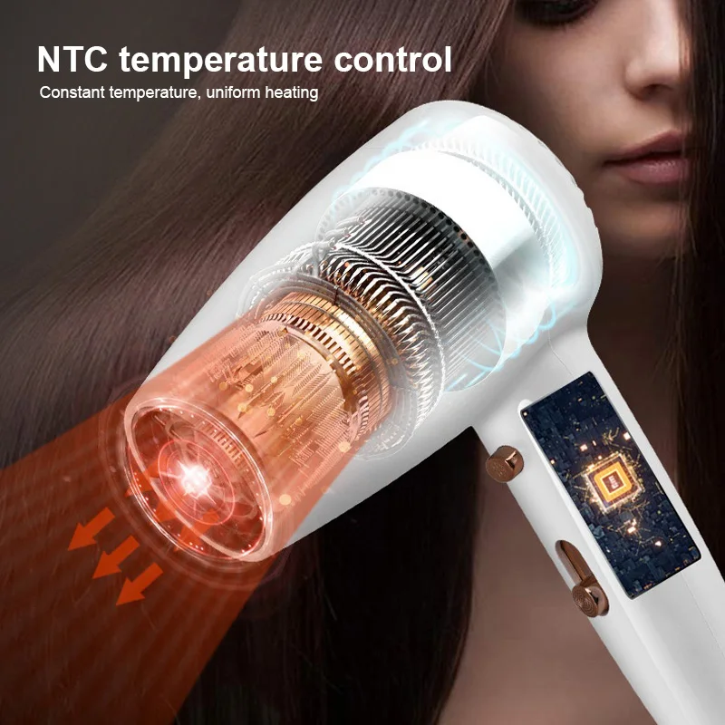 High Power Wall Mounted Hotel Hair Dryer No Punch Negative Ion Fast Drying Home Bathroom Hot Cool Air Lightweight Hair Blower 6