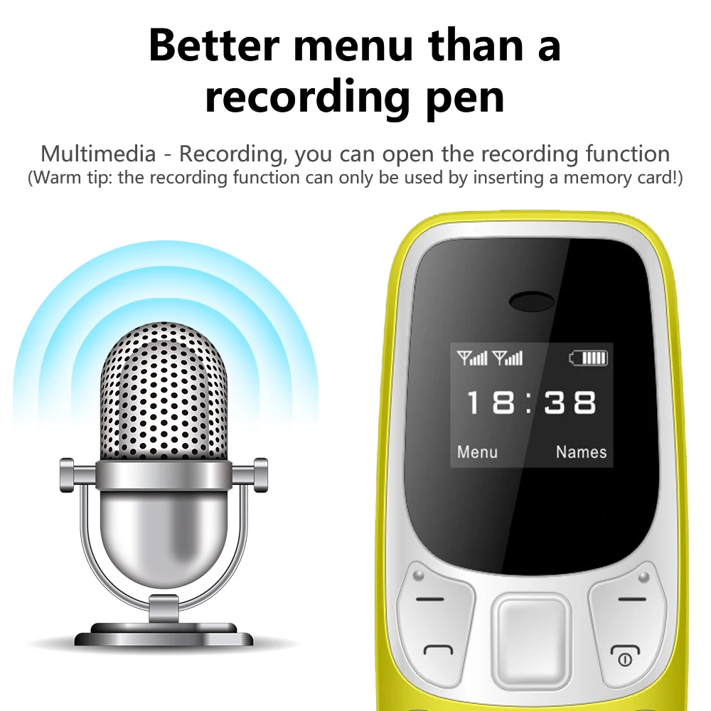 SERVO BM10 Mini Feature Phone Dual SIM Dual Standby Voice Dialing Low Radiation Mp3 Player With Earhook Pocket Cellular Phone 5