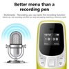 SERVO BM10 Mini Feature Phone Dual SIM Dual Standby Voice Dialing Low Radiation Mp3 Player With Earhook Pocket Cellular Phone 5