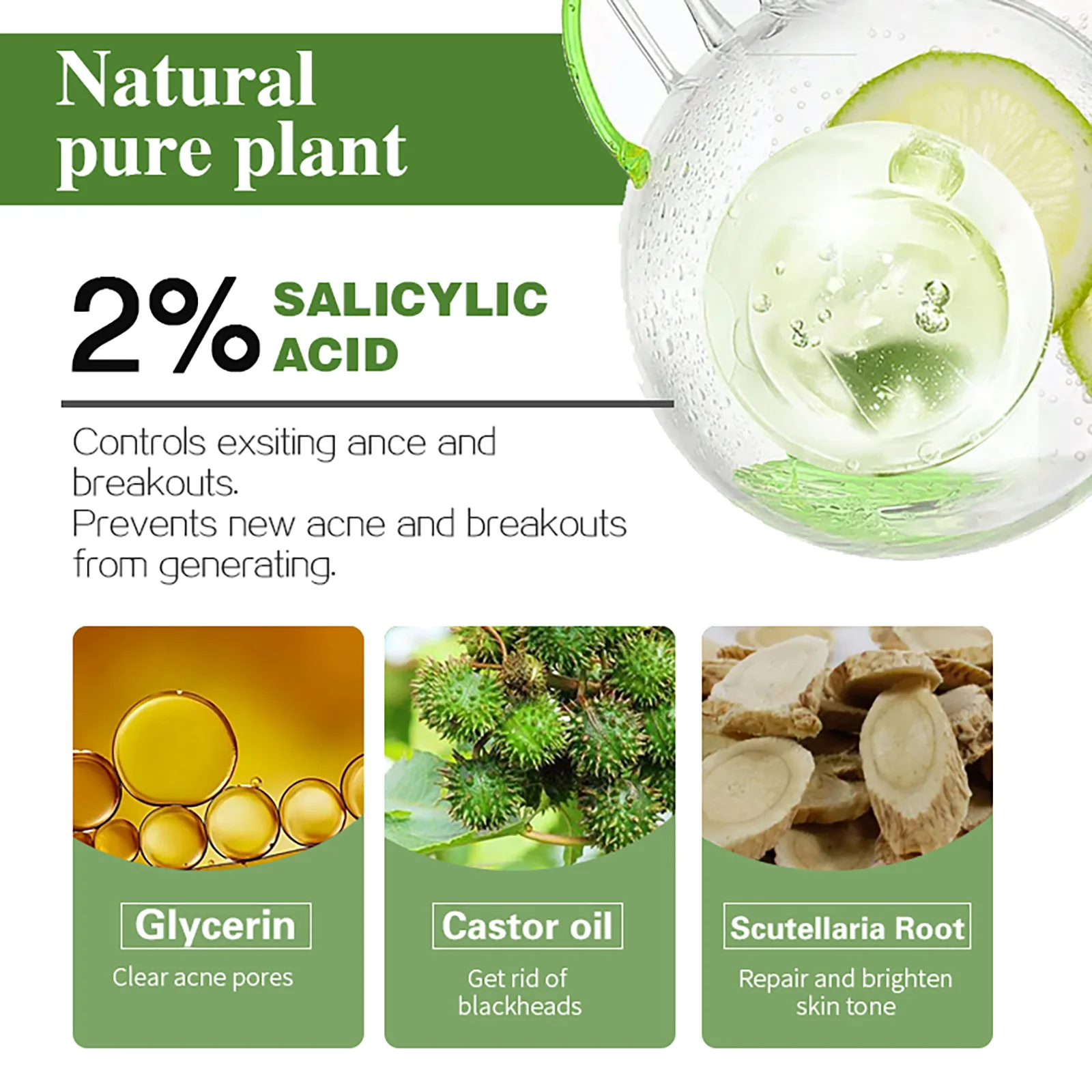 AILKE Organic Anti-Acne Cleansing Face Care Set, Smooth Skin, Remove Pimples, Spots, Prevent Breakout, for All Skin Types