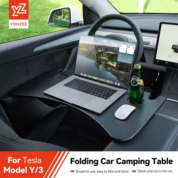 YZ Table Desk For Tesla Model 3 Y Highland Juniper 2021-2026 Car Steering Wheel Laptop Tray Food Desk Portable Office Table 1