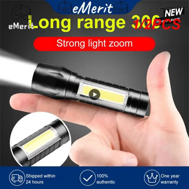 줌 미니 LED 손전등, XP-G Q5 플래시 라이트 랜턴, 휴대용 충전식 눈부심 COB 손전등, 야외 캠핑, 1 개, 2 개