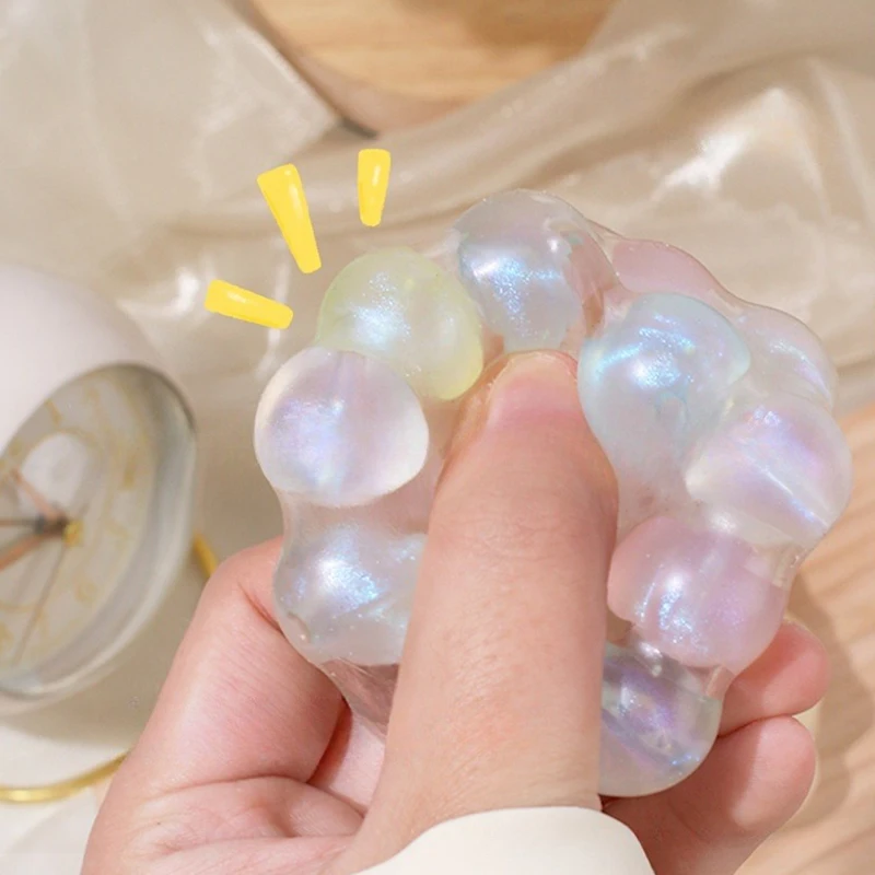 Stress Relief Squeeze Pearl Balls Stress Ball Fidget Toy Glazed Beads Vent Ball Pearl Balls Party Kids Fidgeting Girl Baby Toy 3
