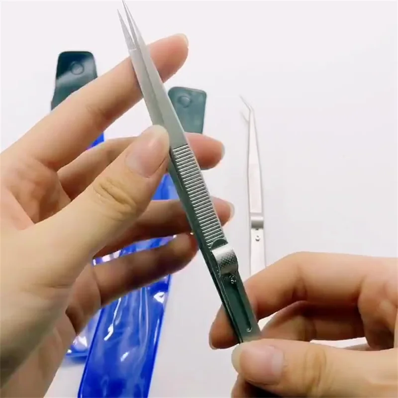 Stainless Steel Tweezers Adjustable Slide lock Antistatic Tweezers Jewelry Making Tool For Electronic Component Repair Tools