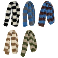 Crochet Plush Scarf for Female Teens Girl 2000s Long Stripe Scarf Spring Autumn Knitted Skinny Scarf Harajuku Neck Scarves 2