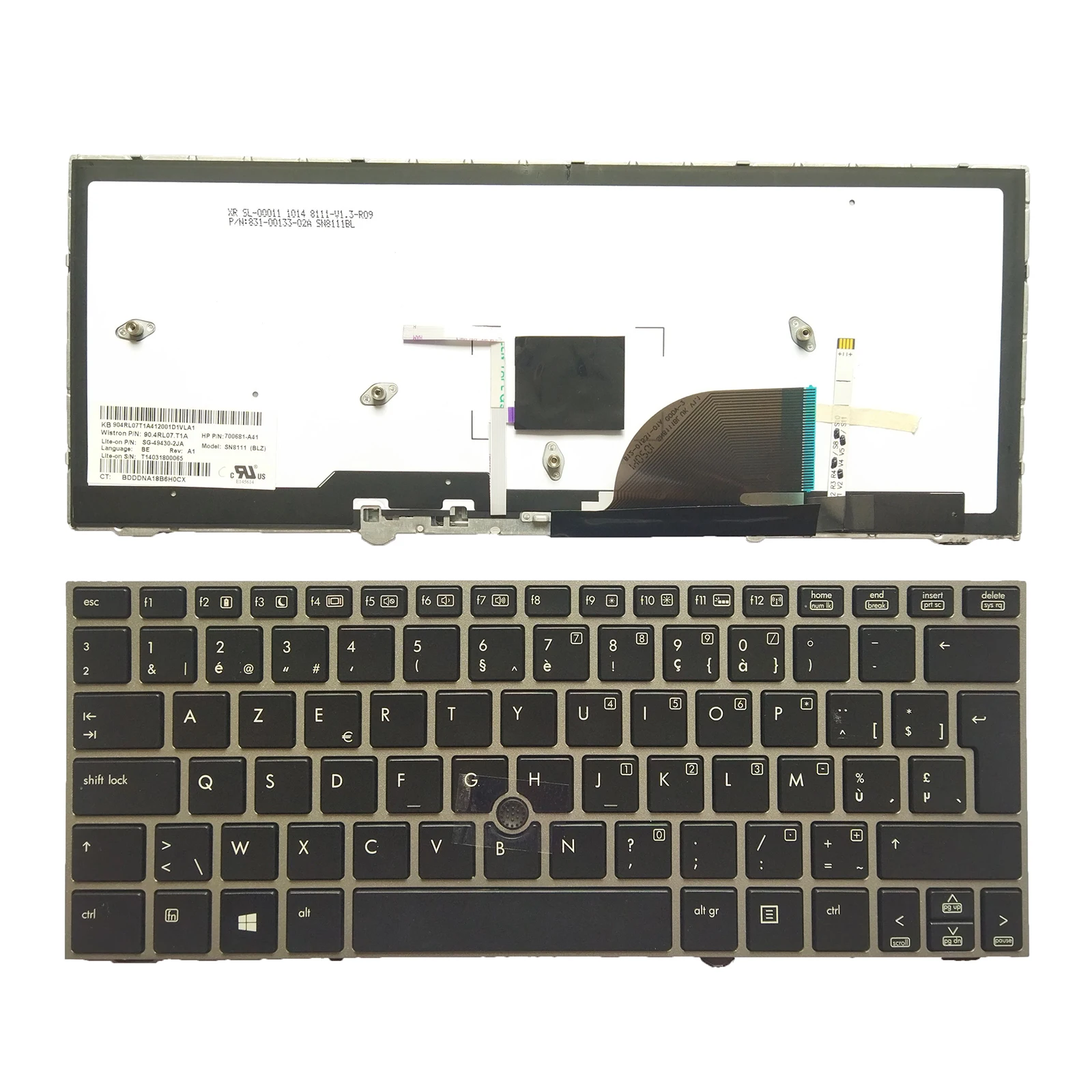 

New For HP Elitebook 2170 2170p Backlit Laptop Keyboard BE With Pointer