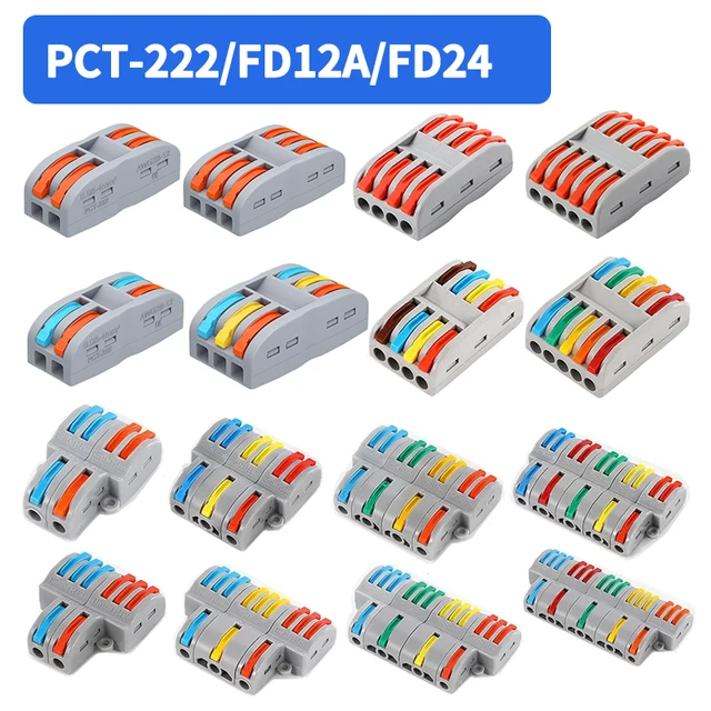 10/100Pcs Lever Wire Connectors, Compact Splicing Wire Connector, 2 3 5 Way Electrical Connectors, for Quick Connect 28-12 AWG 1
