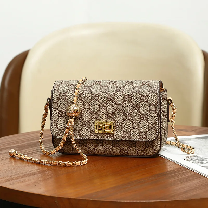

Flap Small Square bag 2022 New Women's Leather Bag Lock Chain Messenger Bag Simple Fashion Chain Bag Mini Diagonal Shoulder Bag
