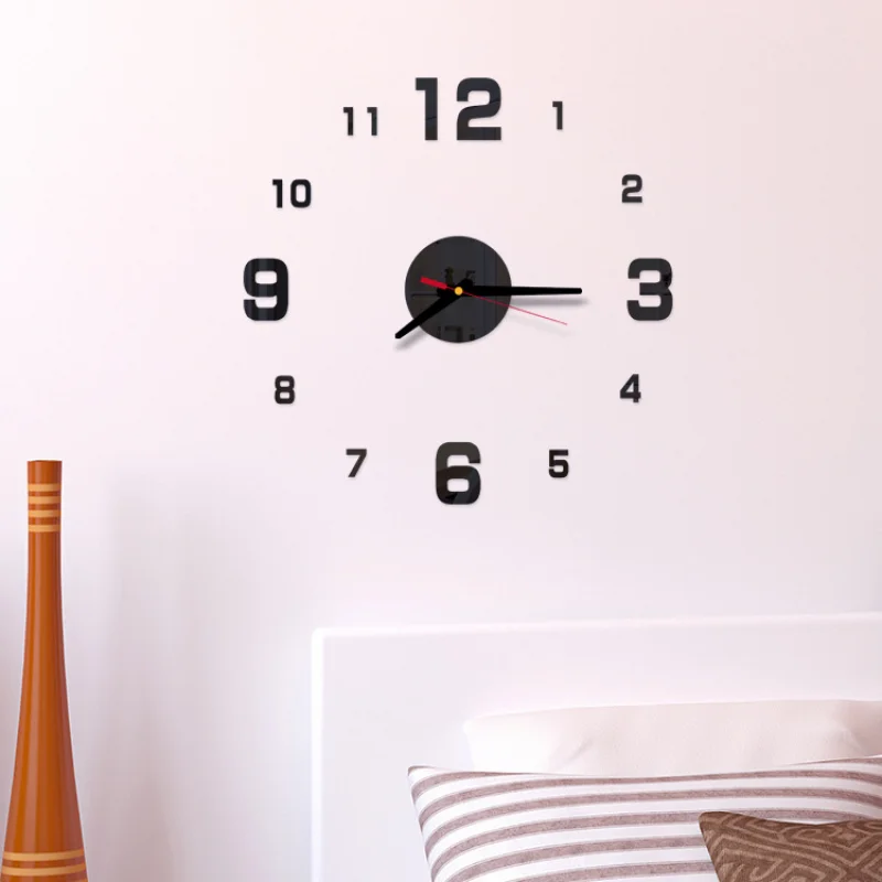 New Diy Creative Digital Acrylic Wall Clock Frameless Mirror Stickers Modern Art Decal Home Decor Kitchen Large Wall Watch 40Cm