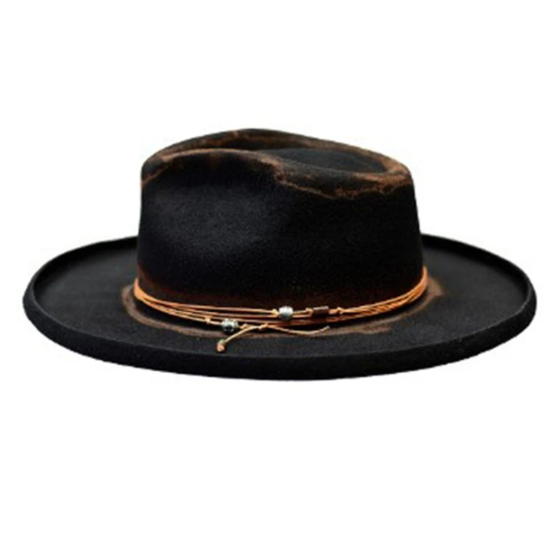 Hat for Masquerades Party Gentleman Hat Jazzs Hat with Belt Adult Carnivals Party Costume Hat Fedoras Hat
