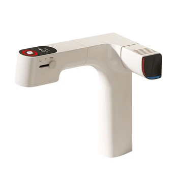 Multifunctional Bathroom Faucets Pull Out Basin Mixer Sink Faucet Gourmet LED Temperature Tap 360° Tapware Crane Brass White