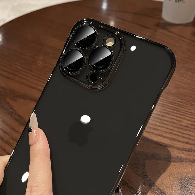 Luxury Plating Ultra-Thin Transparent Frameless Case with Clear Hard Lens Protection