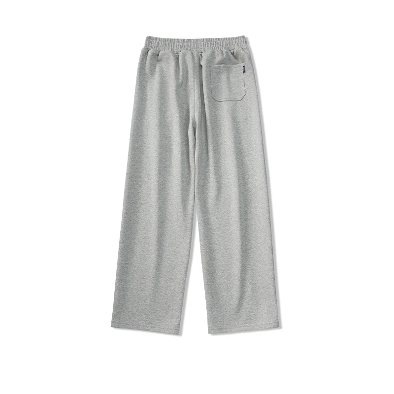 Spring Autumn Men's Pockets Elastic High Waisted Solid Drawstring Loose Casual Wide Leg Sports Trousers Office Lady Pants Wide Leg Pants