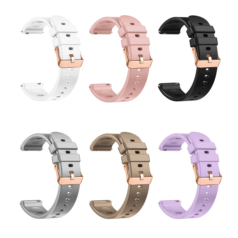Rose Gold Silicone Smart Watch Strap with Buckle - 20mm Wristband