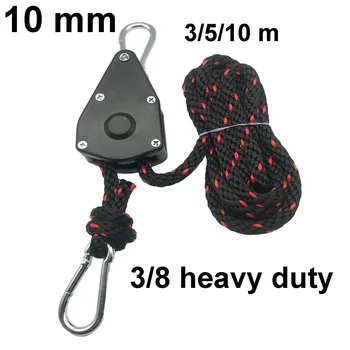 10mm 3/5/10m Tie Down Rope Heavy Duty Rope Hanger Camping Tent Rope Pulley Ratchets Kayak Canoe Boat Bow Stern
