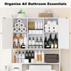 Over The Toilet Storage Cabinet with Metal Frame and 7 Storage Shelves, Bathroom Organizer with Adjustable Shelves, Paper Holder 4
