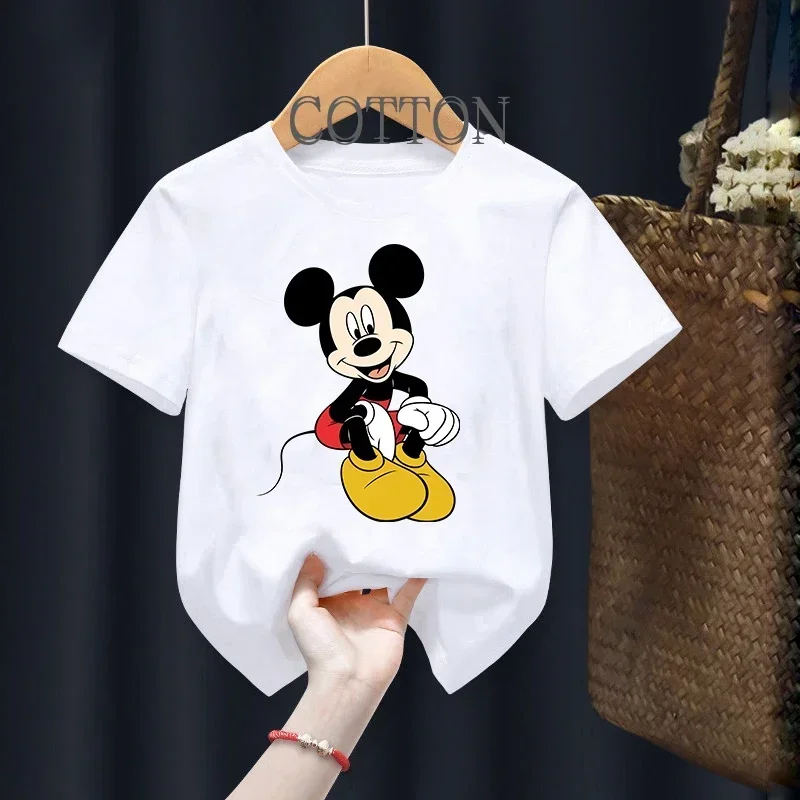 Summer Disney Mickey Mouse Child Cotton T-Shirt Kawaii T Shirt Anime Cartoon Casual Baby Clothes Tee Shirt Kid Girl Boy Y2K Top 4