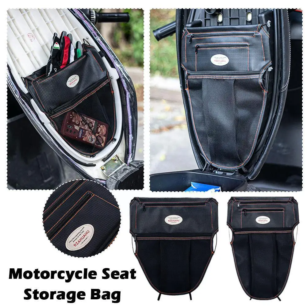 

Motorcycle Bag Pu Leather Under Storage Pouch Bag Multiple Pockets Organizer For Wallet Document O3l0