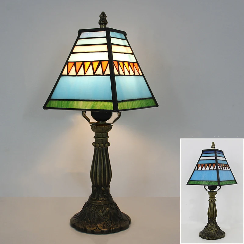 8 인치 20cm 레트로 손수  테이블 램프 스테인드 글라스 진주 드래곤 테일 전등 갓 그늘 책상 침실 용 야간 조명