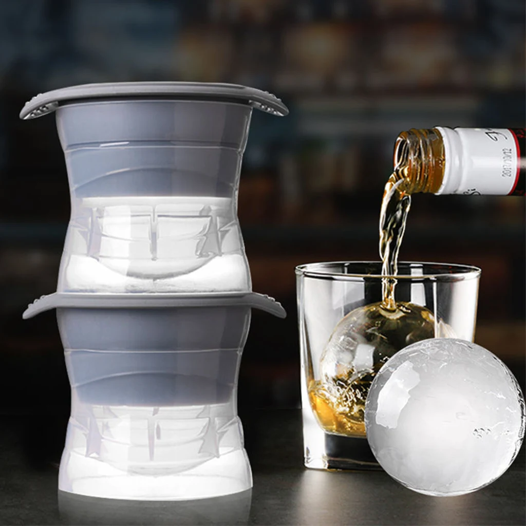 Silicone Sphere Ice Cube Mold Cocktail Whiskey Drink Home Kitchen