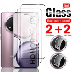 Durable 6-in-1 9H Tempered Glass Case with HD Camera Lens and Screen Protector for Honor X9c 5G (4In1 2Front 2Lens)