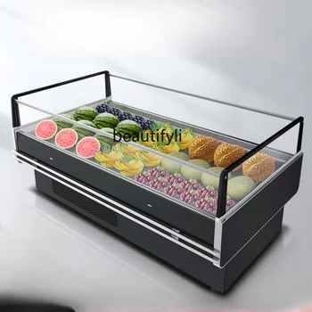 Fruit Preservation Desktop Commercial Horizontal Fruit and Vegetable Refrigerated Display Fruit Cutting Air Curtain Open Freezer