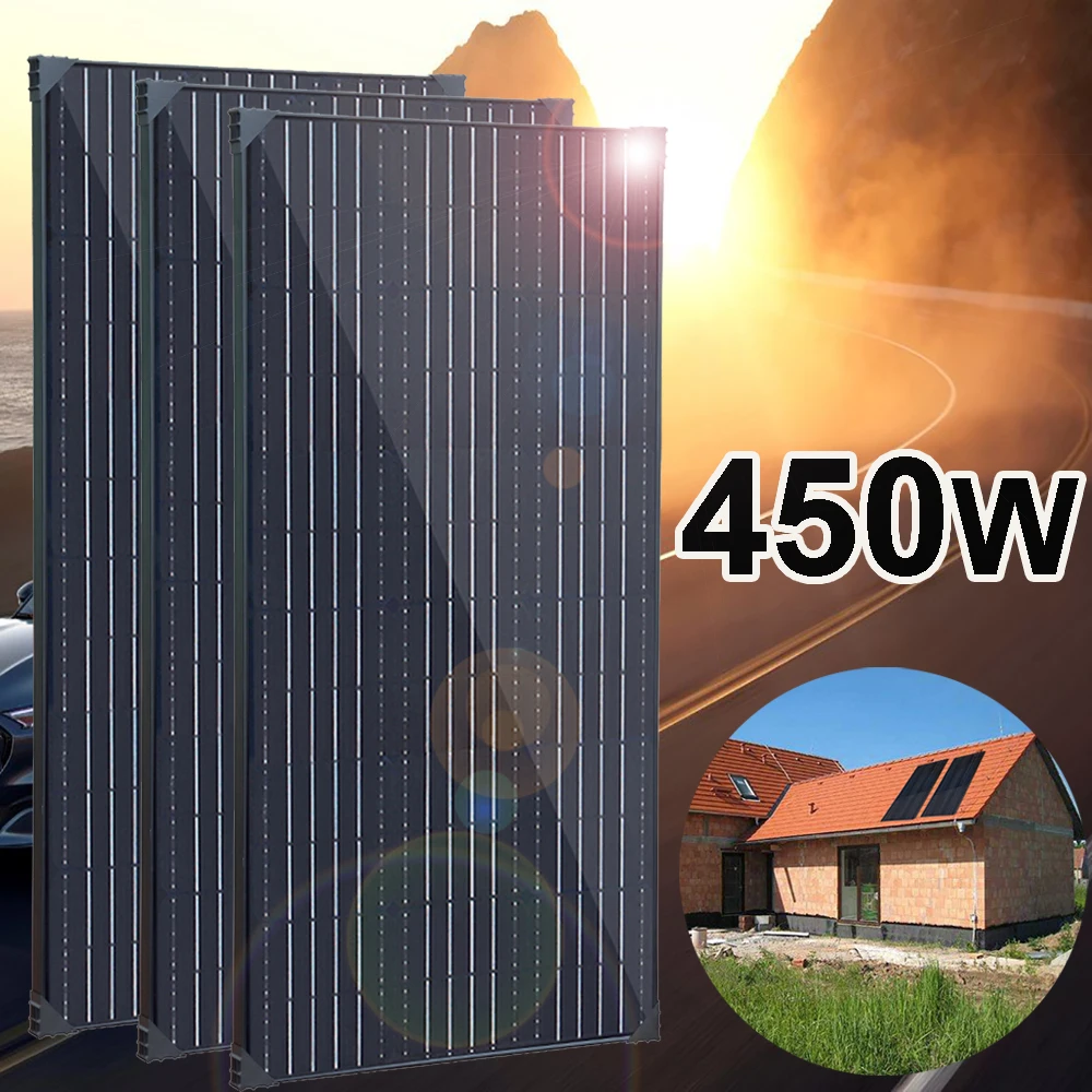 450W 300W 150W Pannello Solare Telaio In Alluminio 12V Camper Caricabatteria Per Auto Kit Pannello Fotovoltaico Sistema Per Casa Barca Campeggio Rv