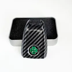 Alfa Romeo Luxury Car Key Cover Replacement - Premium Leather Finish (Carbon Four Leaves - A)
