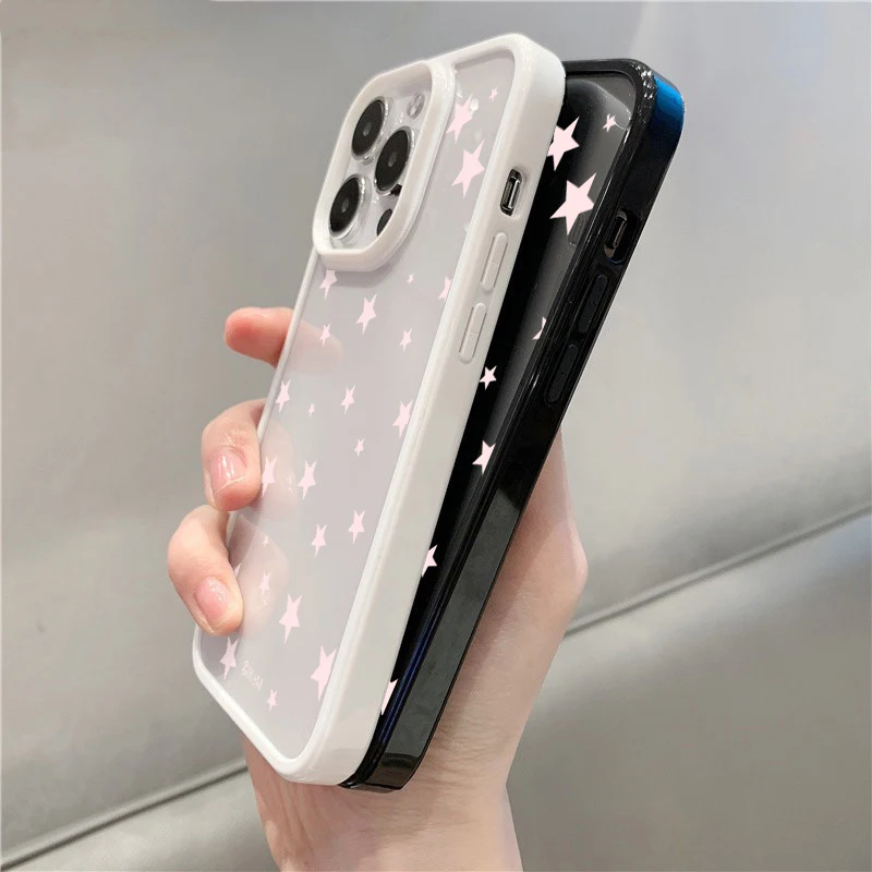 Transparent Pink Star Phone Case - Cute Design Cover